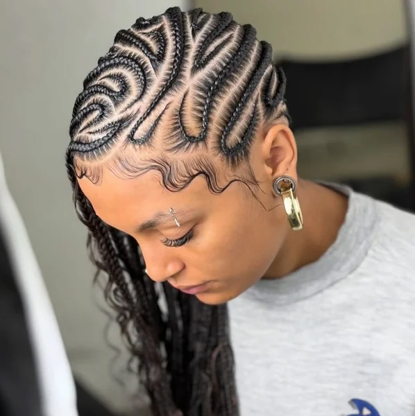 Spiral Cornrows into Curly Bun