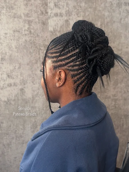 Cornrow Braids Gathered into a Bun