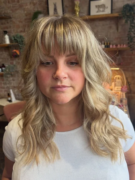 Blonde Waves With Full Fringe