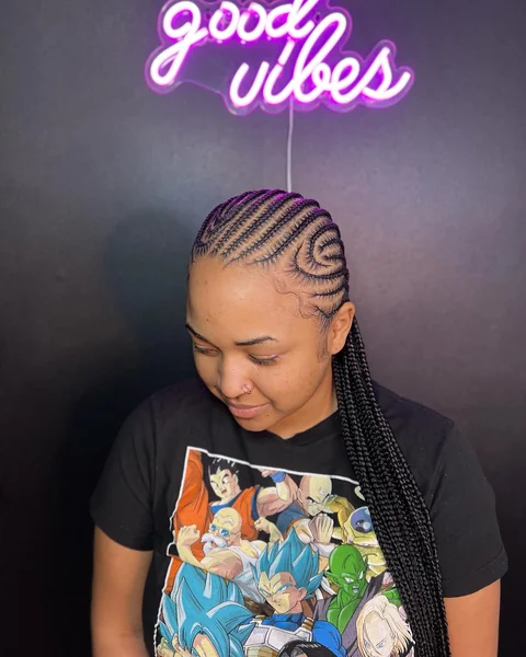 Colorful Small Cornrow Braid with Glitter