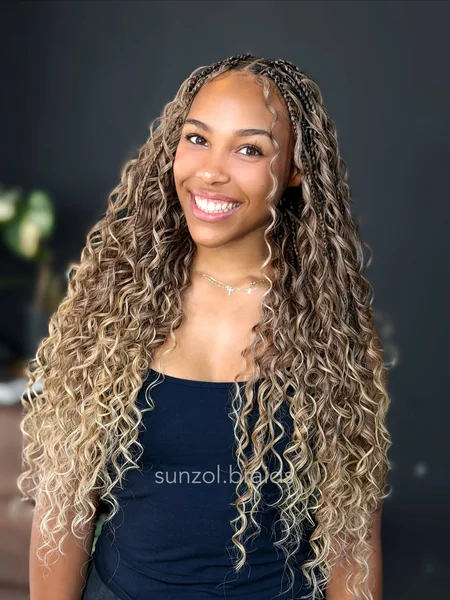 Blonde Boho Braids Smiling Portrait