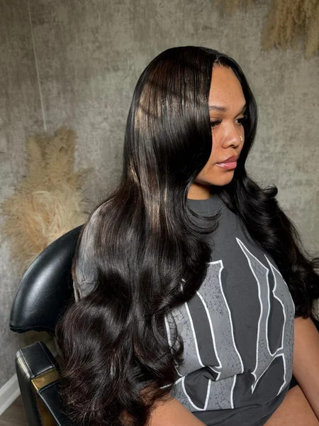 Sleek Straight Sew In with Subtle Highlights