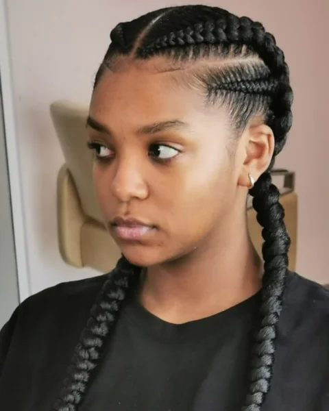 Two Straight-Back Cornrow Braids