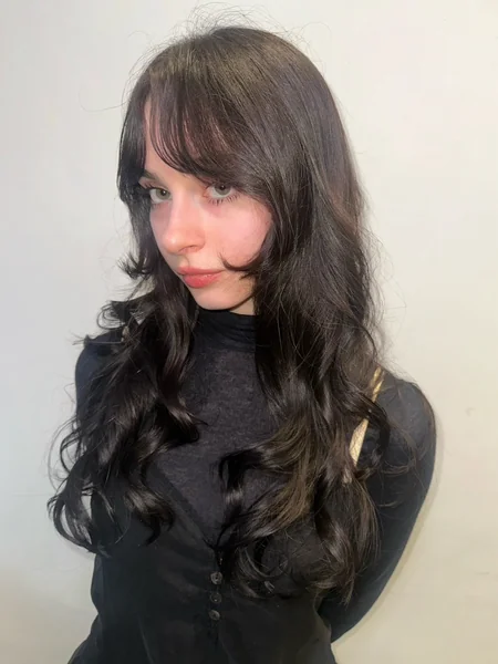 Dark Brunette Wavy Fringe