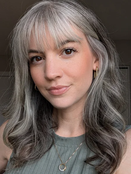 Silver Balayage With Wispy Bangs