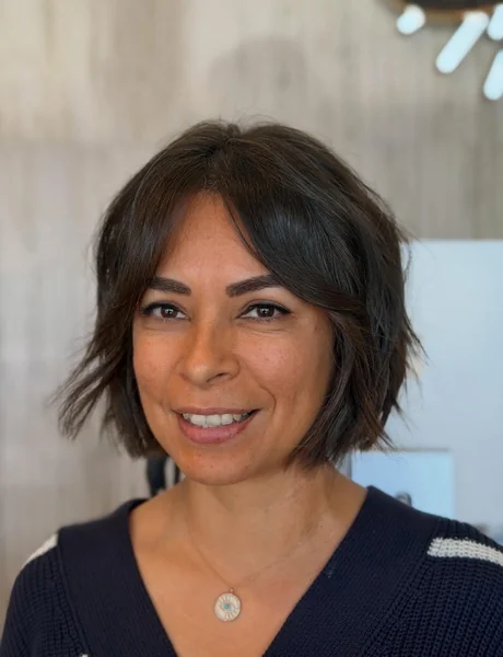 Sleek Dark Bob with Bangs