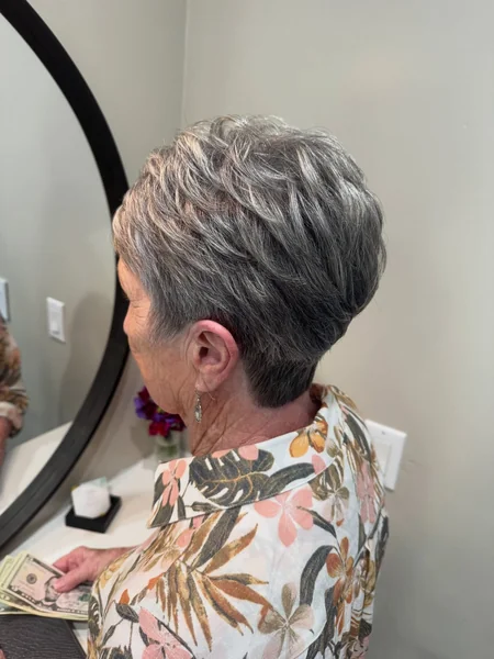 Layered Pixie with Silver Highlights