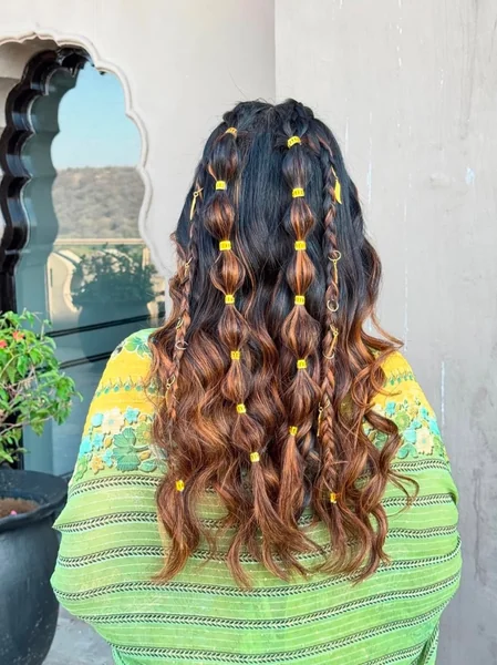 Half-Up Bubble Pigtail Braids