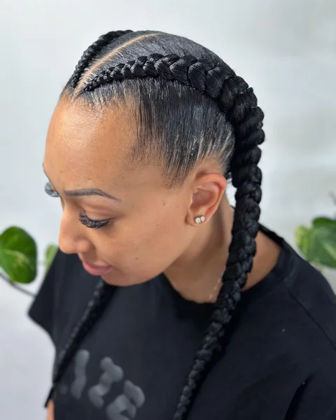 Dutch Braid Into a Sleek Ponytail