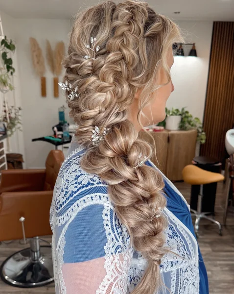 Jeweled Side Braid Updo