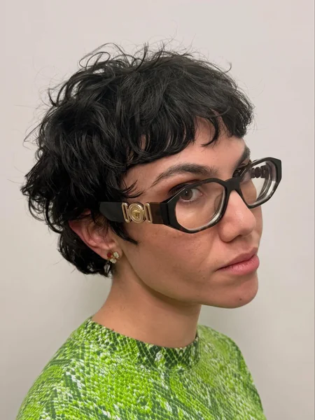 Textured Curly Pixie with Fringe