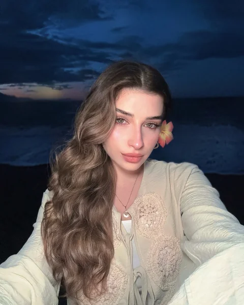 Tropical Beach Waves With Flower