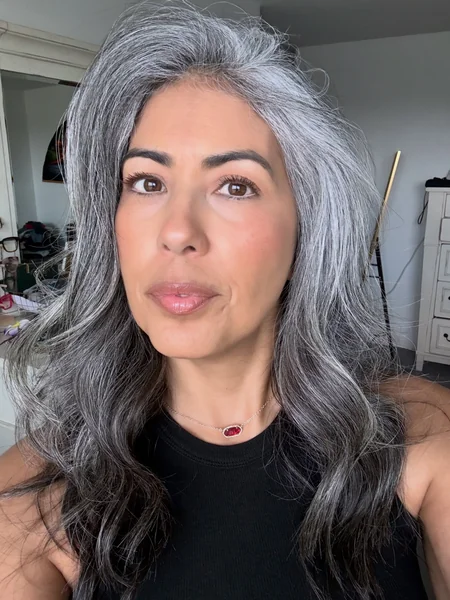 Voluminous Wavy Gray Hairstyle