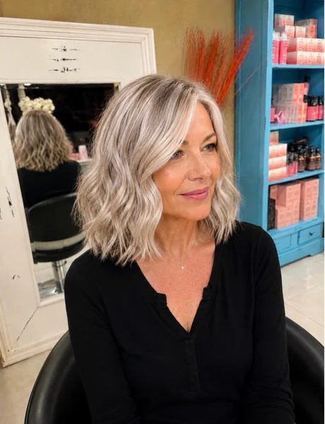 Blonde Wavy Lob with Layers