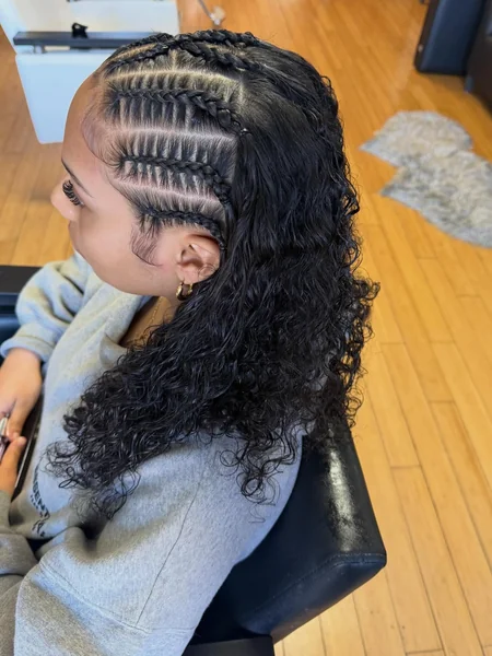 Half Braided Curly Hairstyle