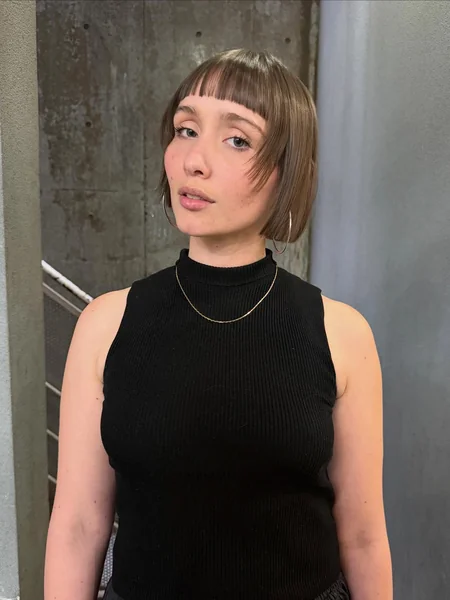 Ash Blonde Bob with Micro Bangs