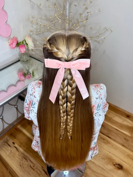 Double Dutch Braids Half-Up with Bow