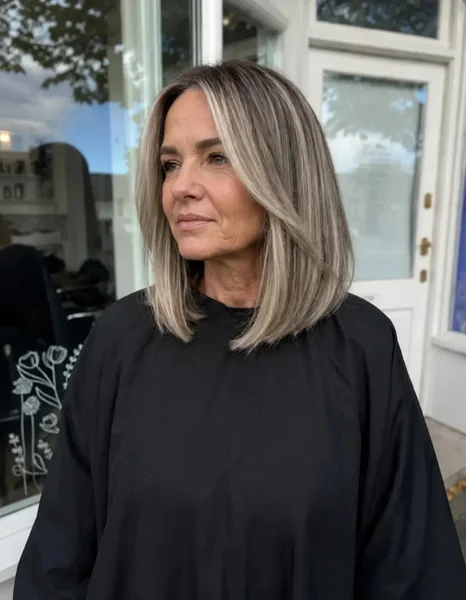 Sleek Balayage Lob with Layers
