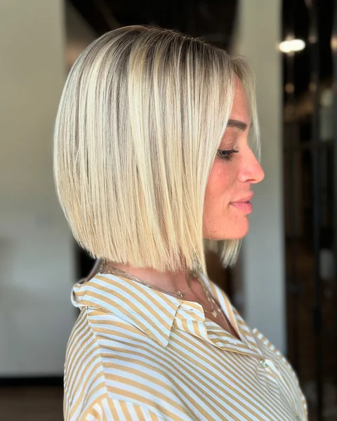 Sleek Blonde Bob, Precise Cut