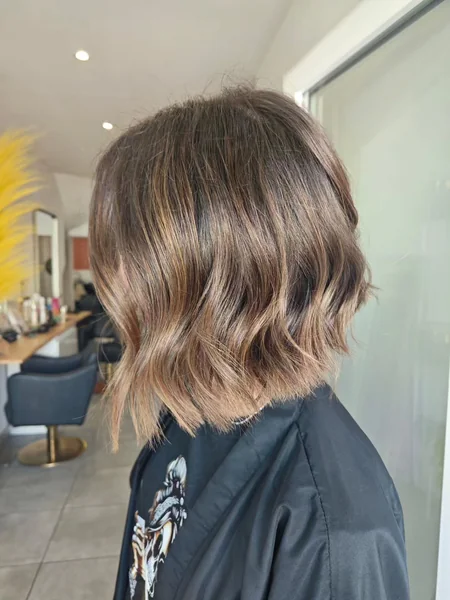 Brunette Balayage Wavy Bob