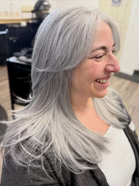 Long Layered Haircut for Women Over 50