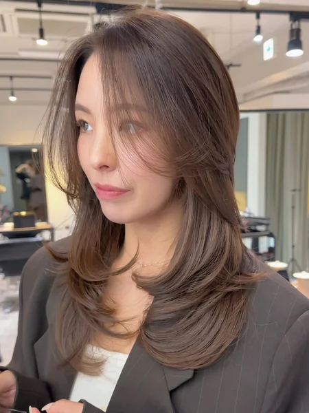 Face-Framing Layered Cut with Side Bangs