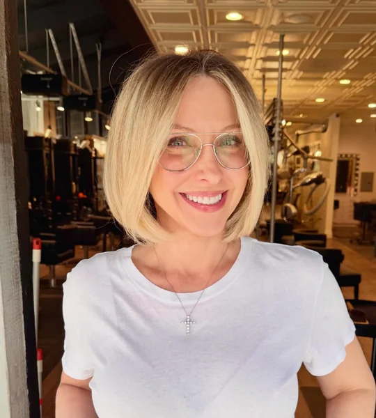 Classy Blonde Bob with Glasses