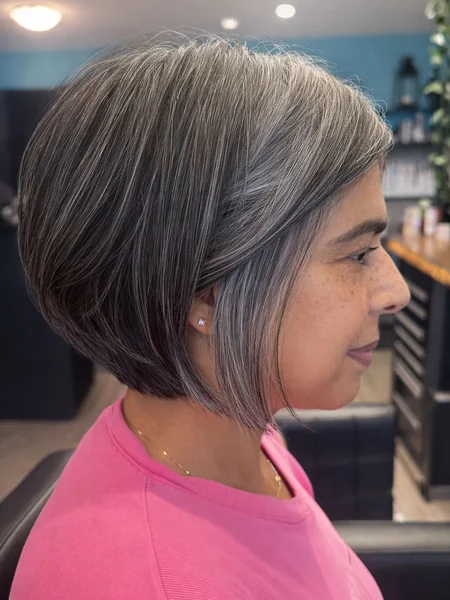 Short Stacked Bob in Pink