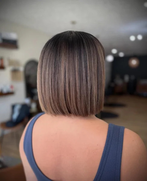 Sleek One-Length Bob for Thick Hair