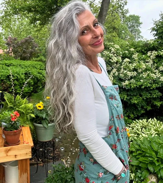 Long Wavy Gray Hairstyle Past Waist Length