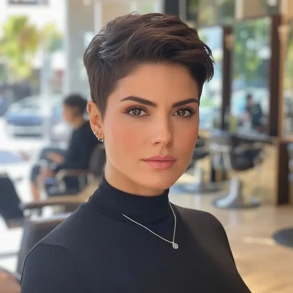 Glam Swept-Back Voluminous Pixie