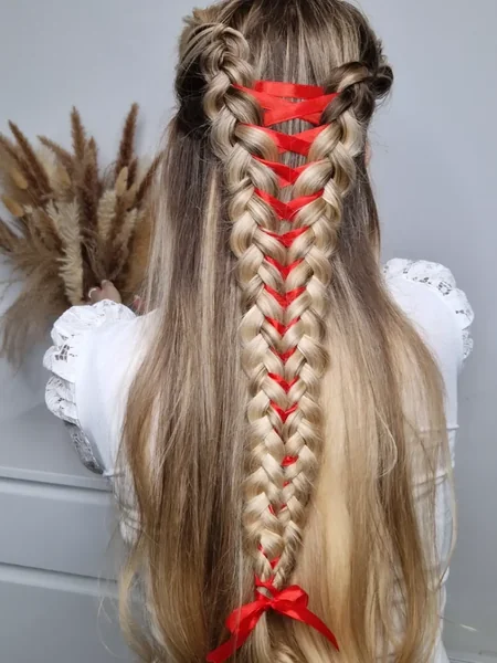 Dutch Braid With Ribbon Detail