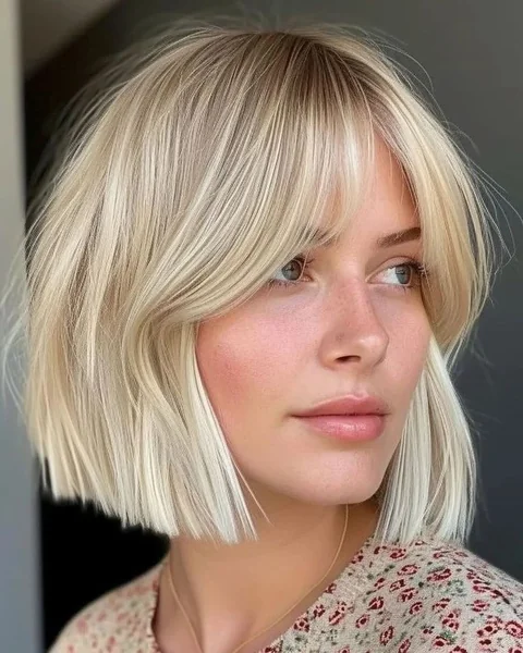 Platinum Blonde Blunt Wavy Bob