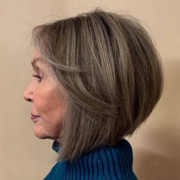 Ash Blonde Layered Bob with Side Sweep