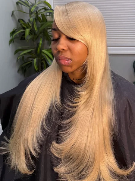 Long Layered Blonde Straight Wig