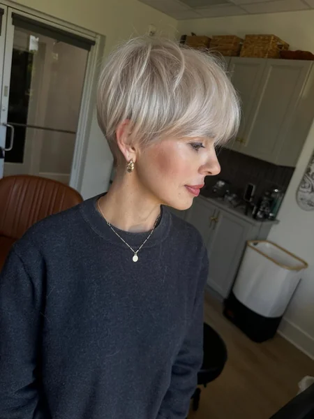 Longer Blonde Pixie for Fine Hair