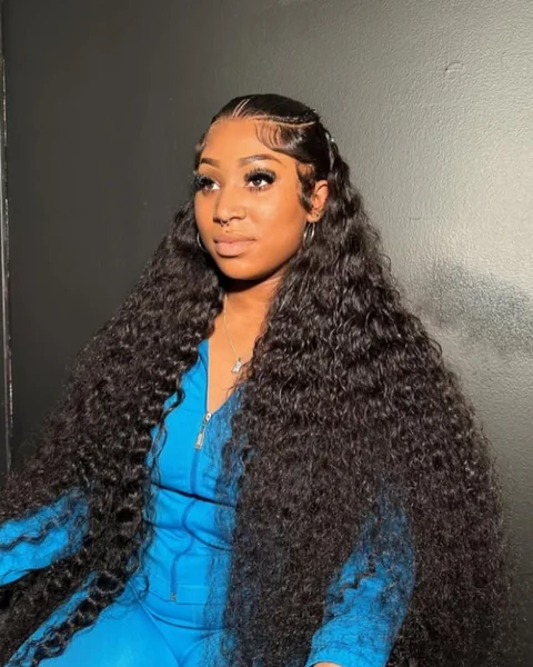 Curly Wig With Cornrow Braid Accent