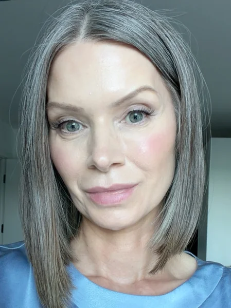 Sleek Shoulder-Length Gray Bob