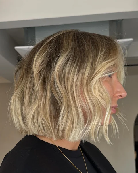 Wavy Choppy Bob for Thick Hair