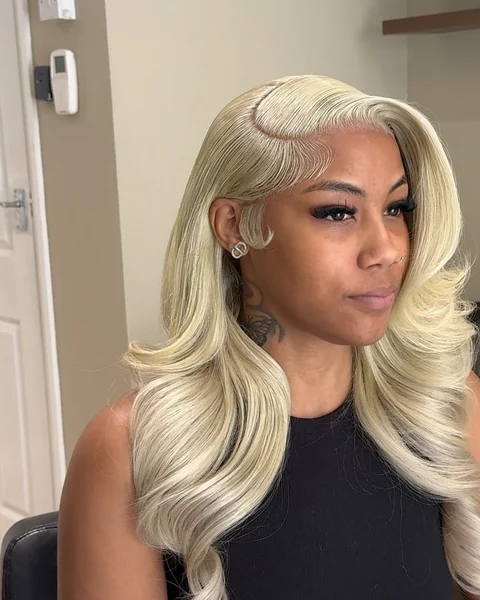 Platinum Blonde Deep Side Part Wig