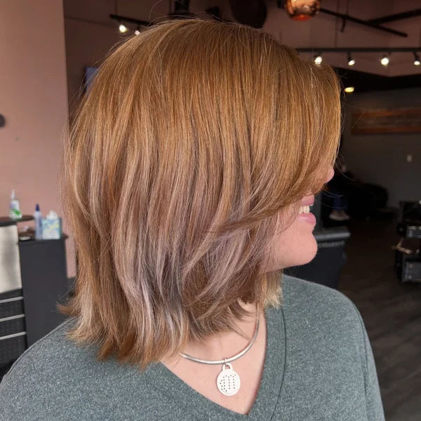 Long Layered Shag Bob in Warm Copper