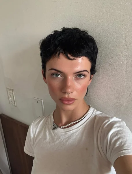 Cute Curly Pixie Selfie
