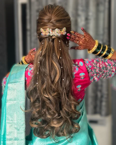 Half-Up Curls with Butterfly Clip