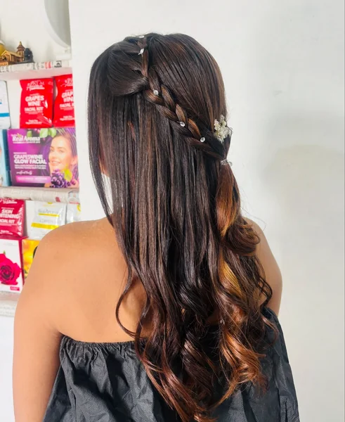 Half-Up Side Braid with Jewels