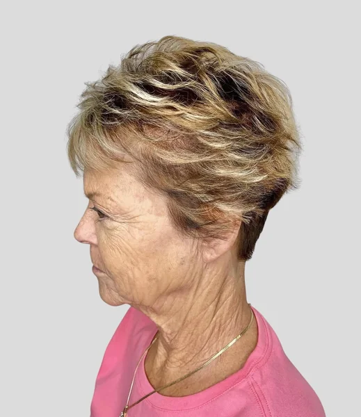 Short Textured Pixie-Shag for Older Women