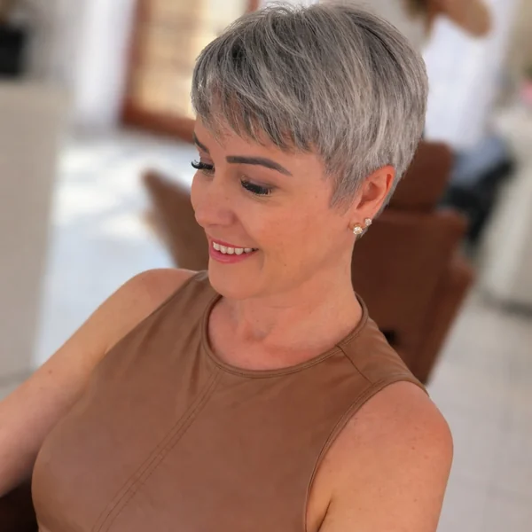 Gray Pixie with Soft Bangs
