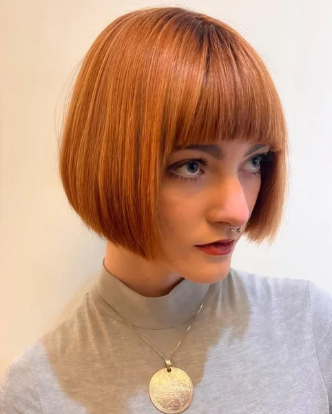 Copper Bob with Blunt Bangs