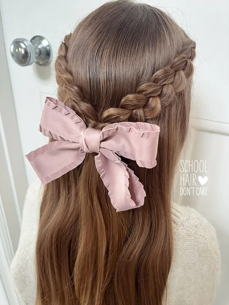 Double Dutch Braid Half-Up with Bow