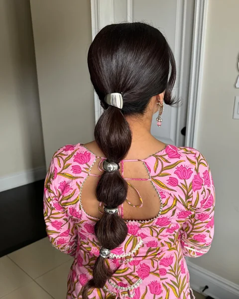 Formal Bubble Ponytail with Silver Cuffs
