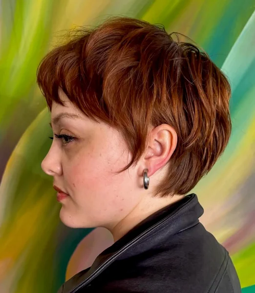 Copper Pixie with Side-Swept Bangs